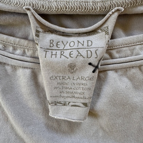 Beyond Threads Tan‎ Pima Cotton Blend Long Sleeve Tunic Top Womens XL Minimalist - Picture 3 of 9